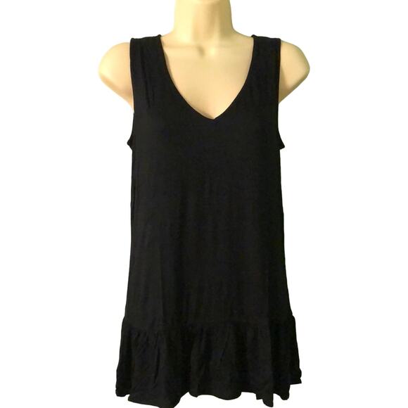 Moral Fiber Black Lightweight Knit Tunic Top Woman Size Small Dropped Waist NWT - Picture 1 of 5